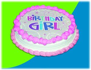 UB FUN A16025-05 BIRTHDAY GIRL SWIRLS ICING SHEET 8 inches ROUND