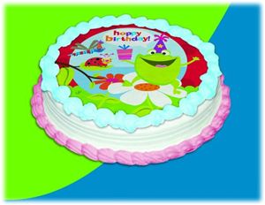 UB FUN A17944-05 BIRTHDAY FROG & BUGS ICING SHEET 8 inches ROUND