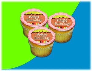 UB FUN A17892-06 HAPPY BIRTHDAY PRESENT STACKER ICING SHEET 2.2 inches CUPCAKE
