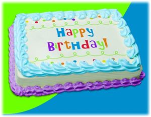UB FUN A17935-03 BIG WHITE BIRTHDAY CAKE ICING SHEET 8.5 inches X 11 inches