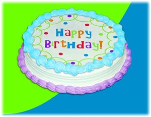 UB FUN A17935-05 BIG WHITE BIRTHDAY CAKE ICING SHEET 8 inches ROUND