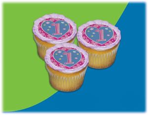UB FUN A16002-06 FLOWER BIRTHDAY 1 ICING SHEET 2.2 inches CUPCAKE
