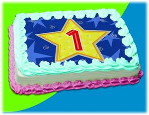 UB FUN A16008-03 STARS & SWIRLS BIRTHDAY 1 ICING SHEET 8.5 inches X 11 inches