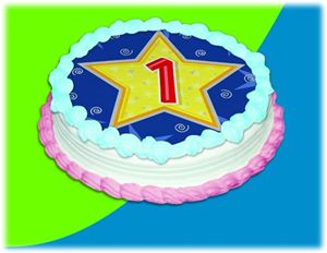 UB FUN A16008-05 STARS & SWIRLS BIRTHDAY 1 ICING SHEET 8 inches ROUND