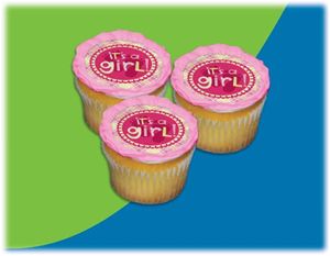 UB FUN A17957-06 IT S A GIRL PLAID ICING SHEET 2.2 inches CUPCAKE
