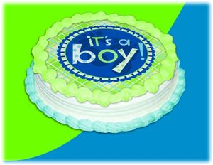 UB FUN A17958-05 IT S A BOY PLAID ICING SHEET 8 inches ROUND