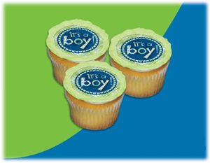 UB FUN A17958-06 IT S A BOY PLAID ICING SHEET 2.2 inches CUPCAKE