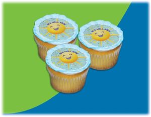 UB FUN A1257806 GET WELL STARBURST ICING SHEET 2.2 inches CUPCAKE