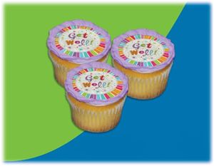 UB FUN A15832-06 GET WELL RADIANT ICING SHEET 2.2 inches CUPCAKE
