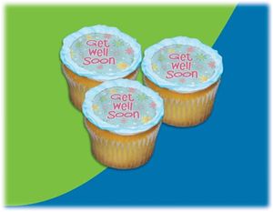 UB FUN A13505-06 GET WELL SOON FLORAL ICING SHEET 2.2 inches CUPCAKE
