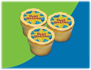 UB FUN A14243-06 FEEL BETTER BURST ICING SHEET 2.2 inches CUPCAKE