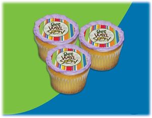 UB FUN A14244-06 GET WELL SOON SMILES ICING SHEET 2.2 inches CUPCAKE