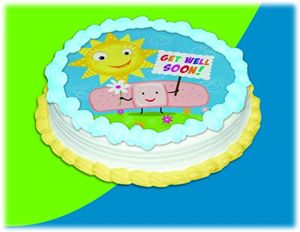 UB FUN A17972-05 GET WELL SOON BAND-AID ICING SHEET 8 inches ROUND