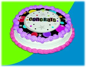 UB FUN A12577-05 CONGRATS ICING SHEET 8 inches ROUND