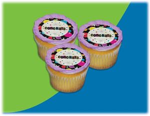 UB FUN A12577-06 CONGRATS ICING SHEET 2.2 inches CUPCAKE