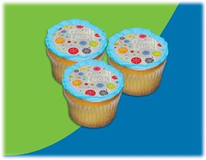 UB FUN A17973-06 GOOD LUCK BUBBLE BURST ICING SHEET 2.2 inches CUPCAKE