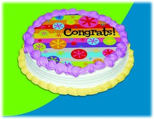 UB FUN A17974-05 CONGRATS BUBBLE BURST ICING SHEET 8 inches ROUND
