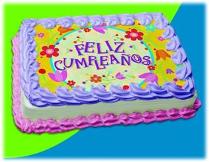 UB FUN A13205-03 YELLOW FLORAL FELIZ CUMPLEANOS ICING SHEET 8.5 inches X 11 inches