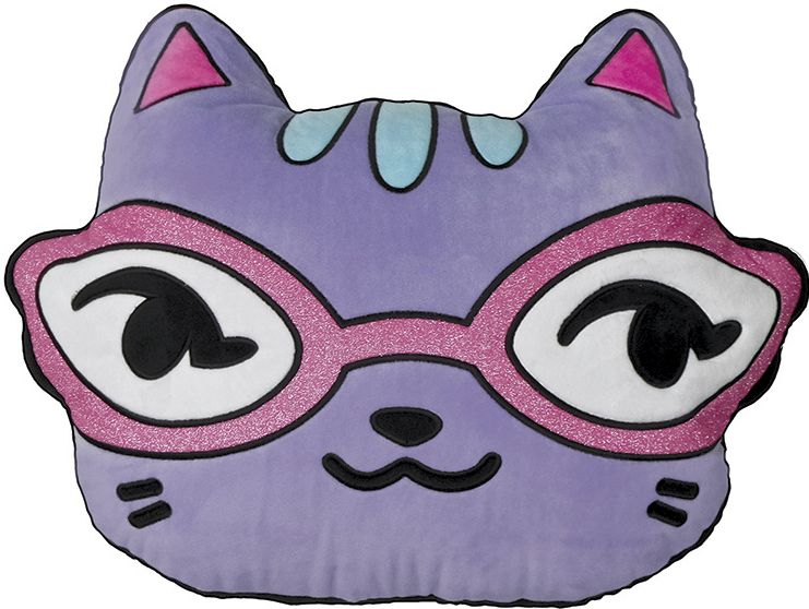 Cat with Glitter Glasses Mini Pillow