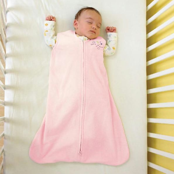 Halo SleepSack wearable blanket, 100% polyester microfleece, size small 10-18 lbs, soft pink