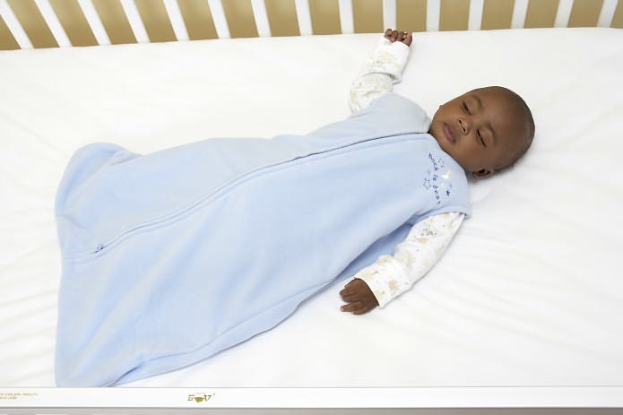 Halo SleepSack wearable blanket, 100% polyester microfleece, size small 10-18 lbs, soft blue