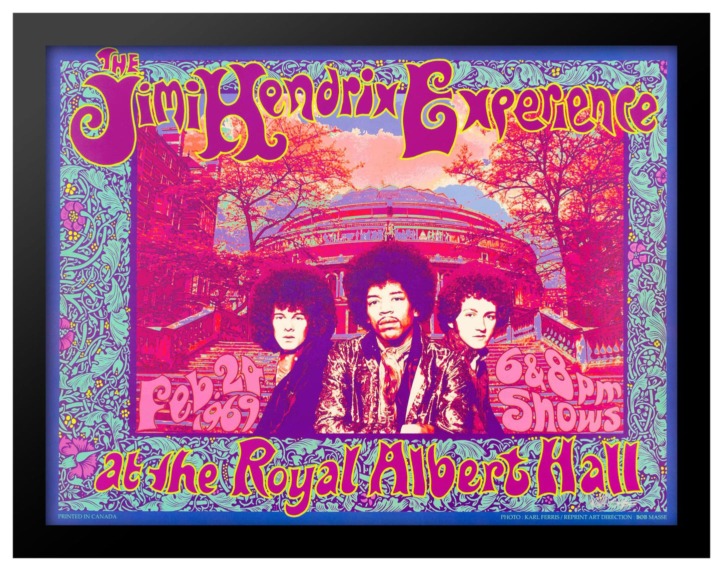 Concert poster designed by Bob Masse for The Jimi Hendrix Experience at the Royal Albert Hall in London on February 24, 1969
