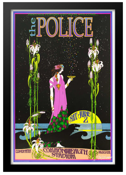 Concert poster designed by Bob Masse for The Police at Commonwealth Stadium in Alberta / Edmonton Canada on Saturday, June 2nd