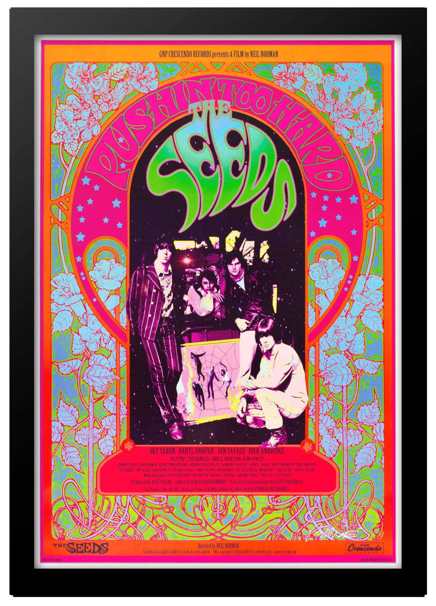 Movie poster designed by Bob Masse for "Pushing Too Hard" featuring The Seeds