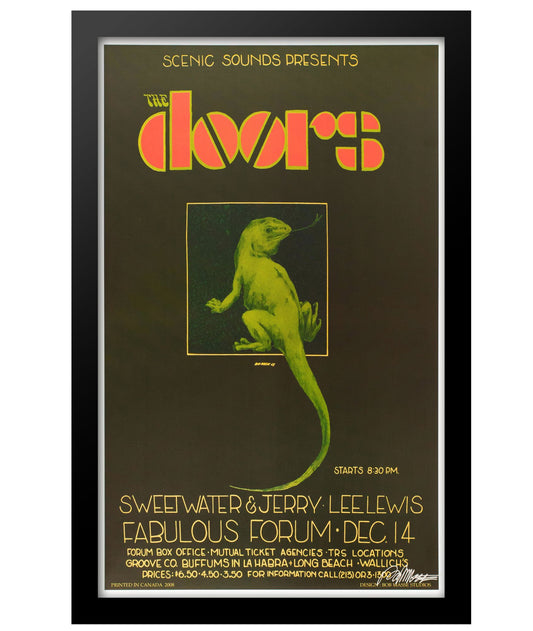 Concert poster designed for The Doors, Sweetwater and Jerry Lee Lewis at the Fabulous Forum on December 14th