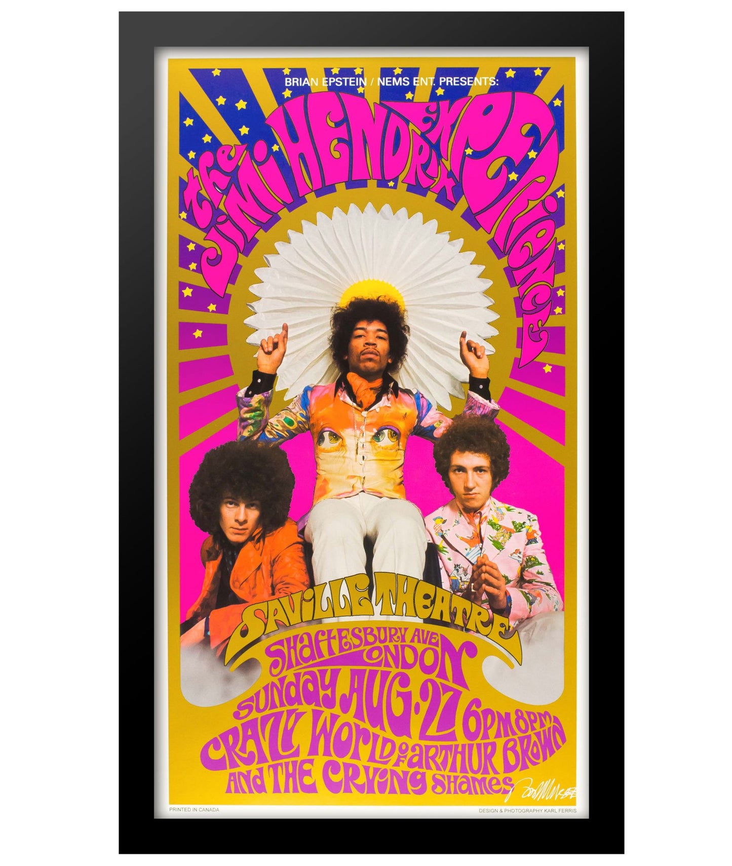 Concert poster designed by Bob Masse for The Jimi Hendrix Experience at the Saville Theater in London