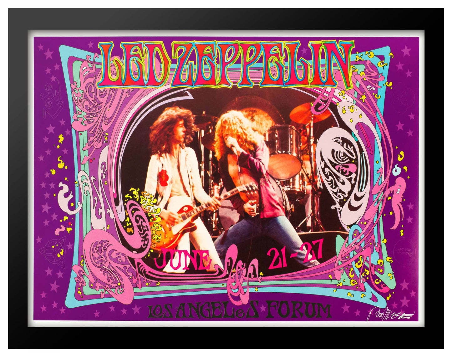 Concert poster designed by Bob Masse for Led Zeppelin at the Los Angeles Forum