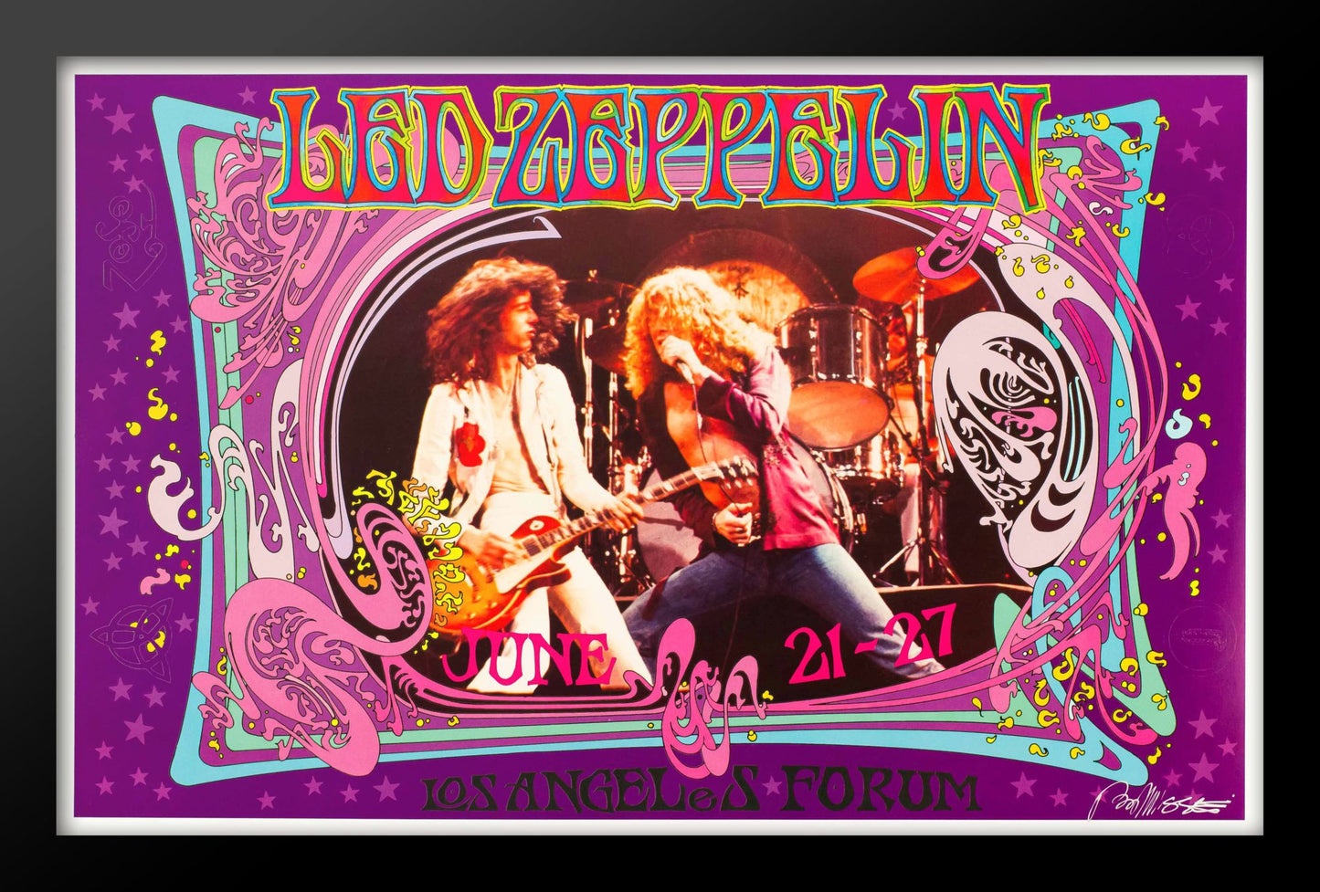 Concert poster designed by Bob Masse for Led Zeppelin at the Los Angeles Forum