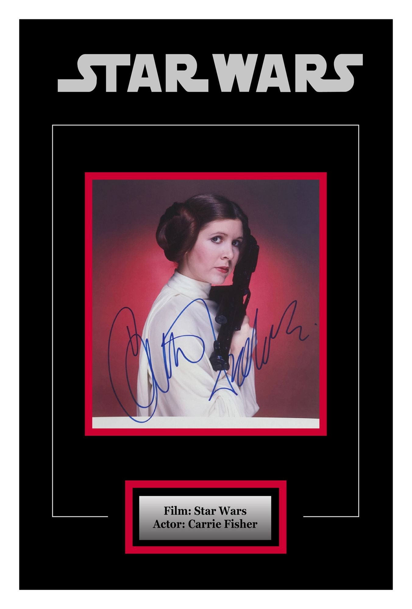 Star Wars - Classic Photo of Princess Leia Signed Carrie Fisher - Framed Artist Series