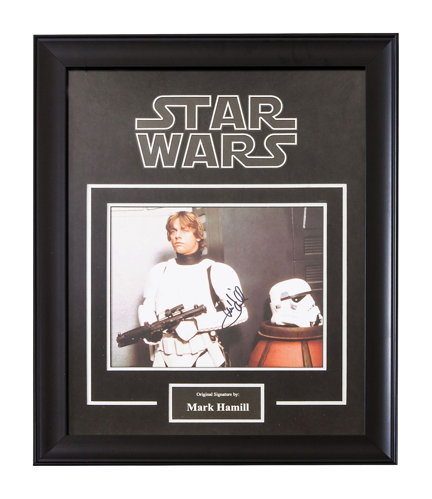 "Star Wars" Features classic signed photo of Mark Hamill as Luke Skywalker in Stormtrooper suit