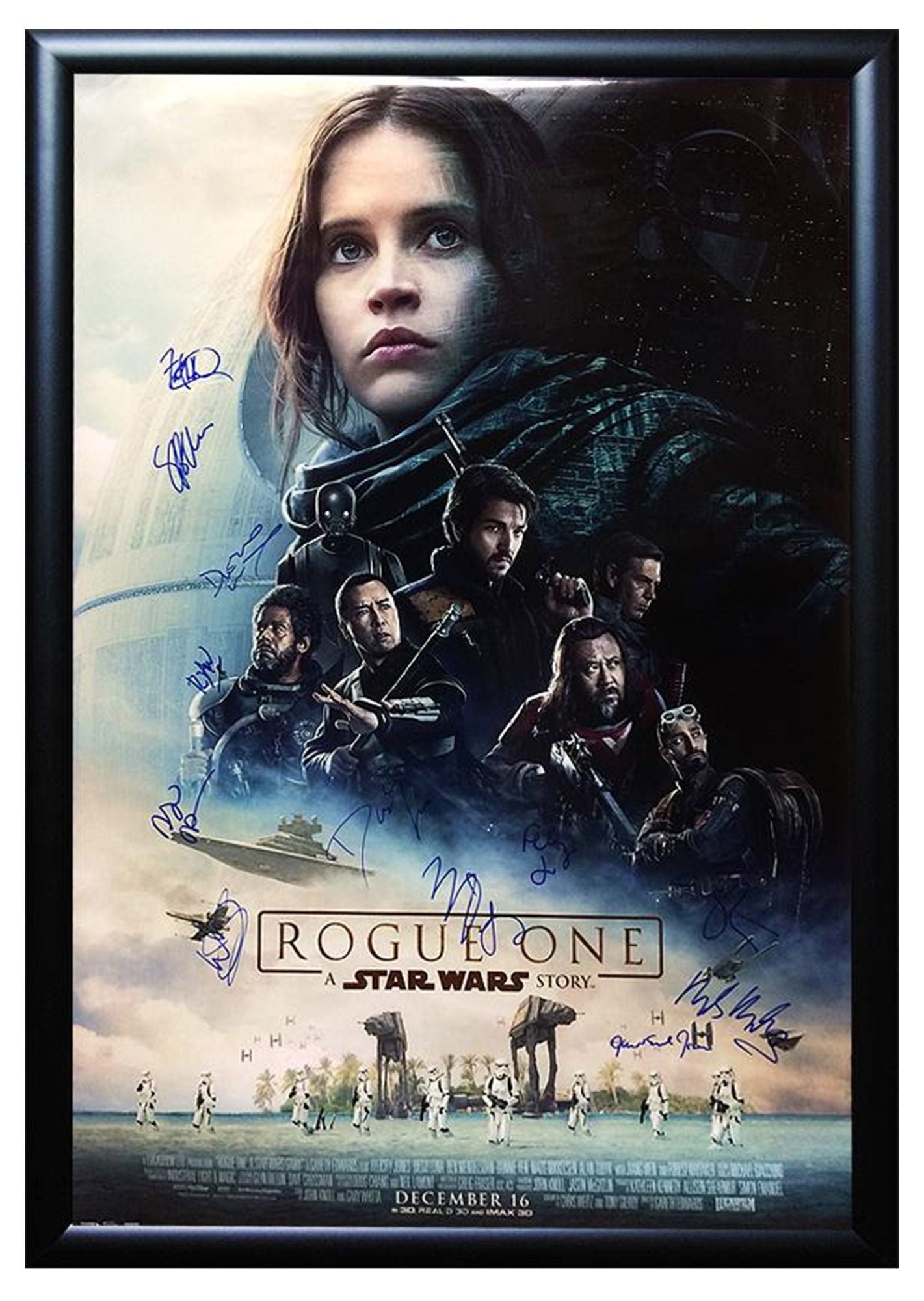 Star Wars Rogue One: A Star Wars Story. Cast signed movie poster signed by 6.