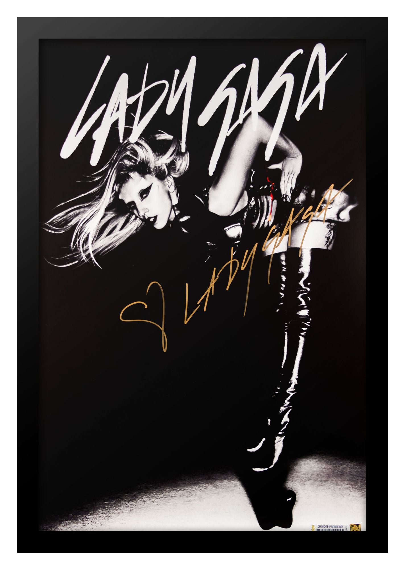 Lady Gaga "Judas" signed poster. Signed by Lady Gaga