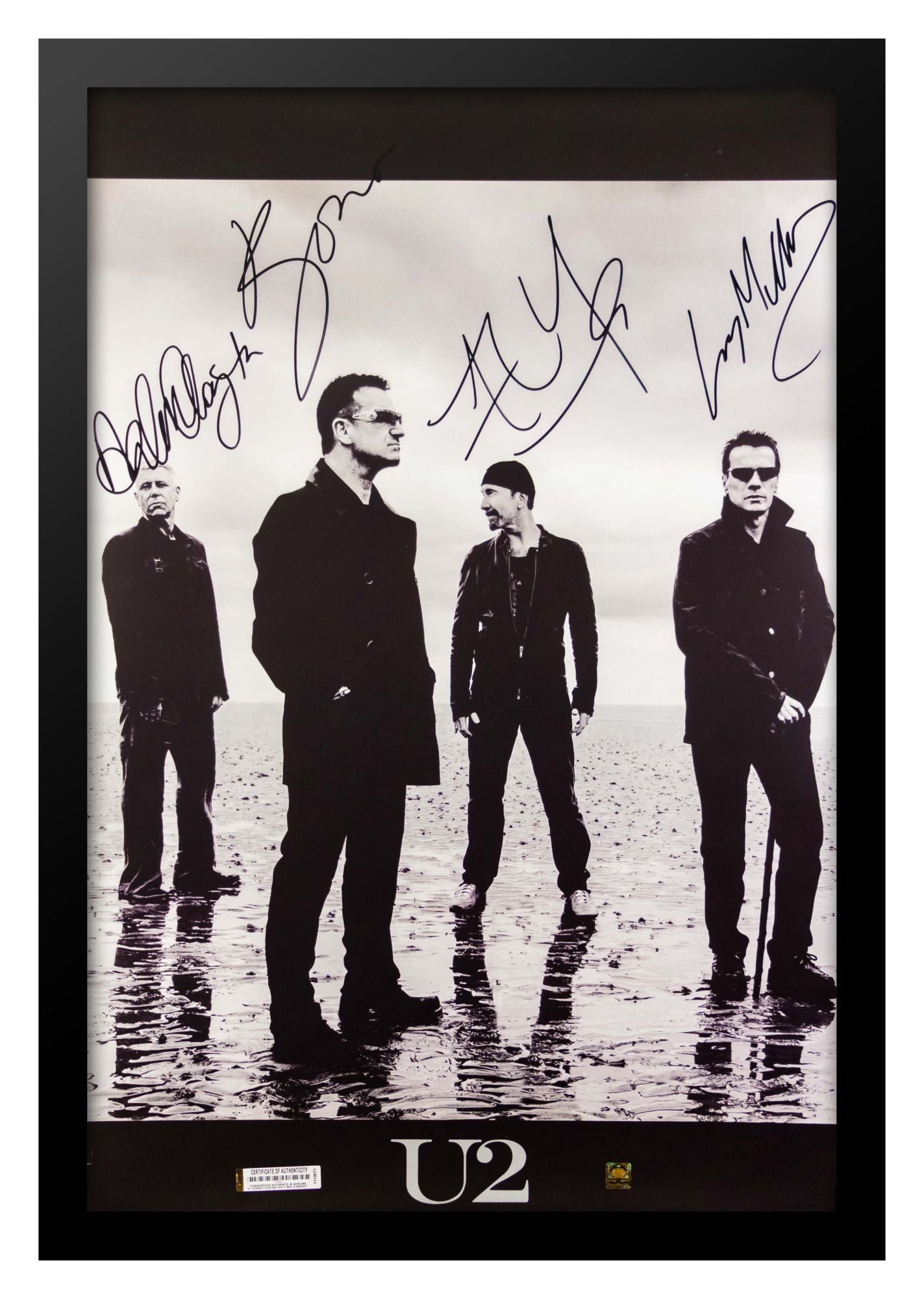 U2 'Group' Poster Signed By 4: Bono, The Edge, Adam Clayton & Larry Mullen Jr.