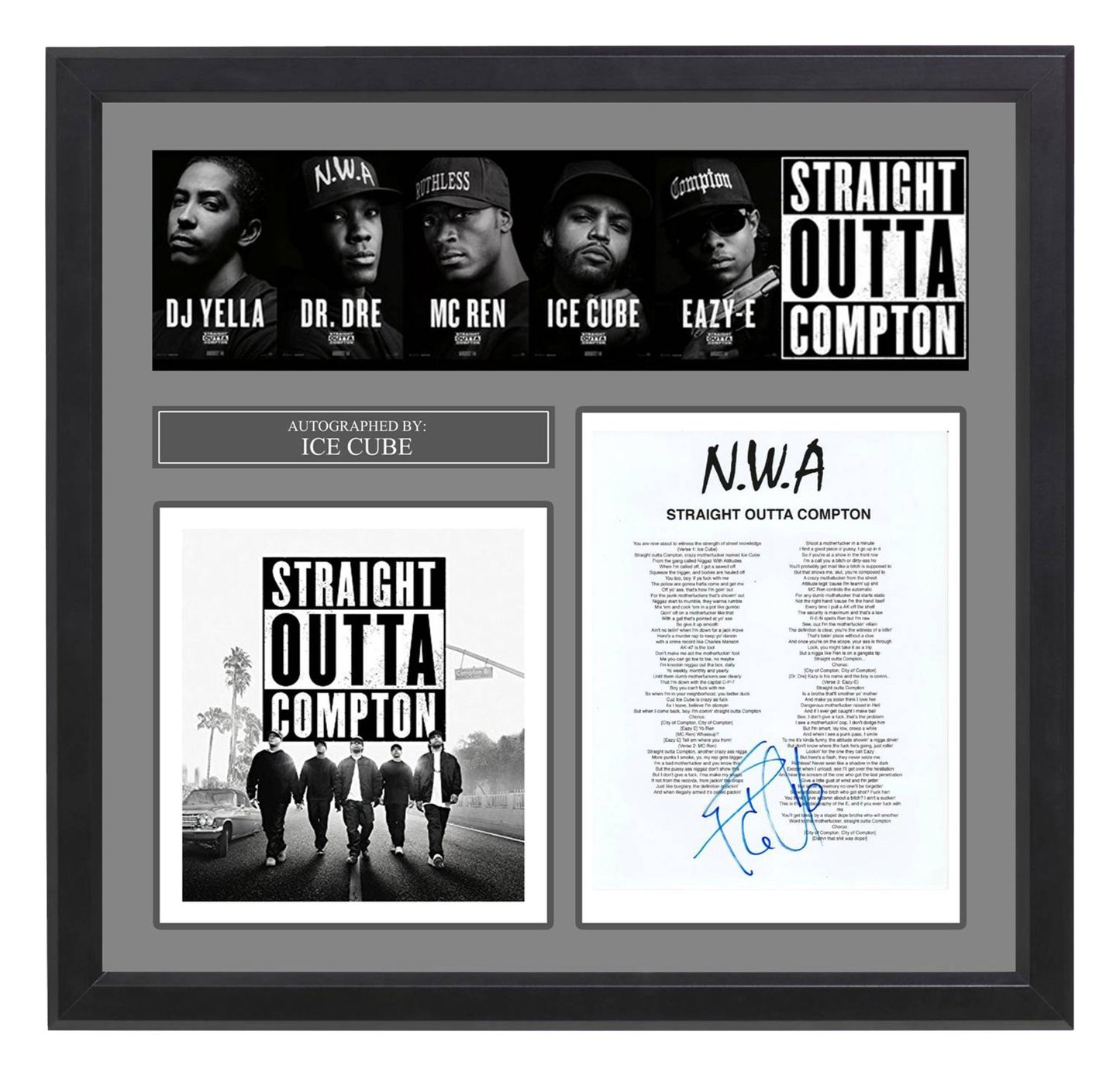 NWA's "Straight Outta Compton" Signed Lyrics