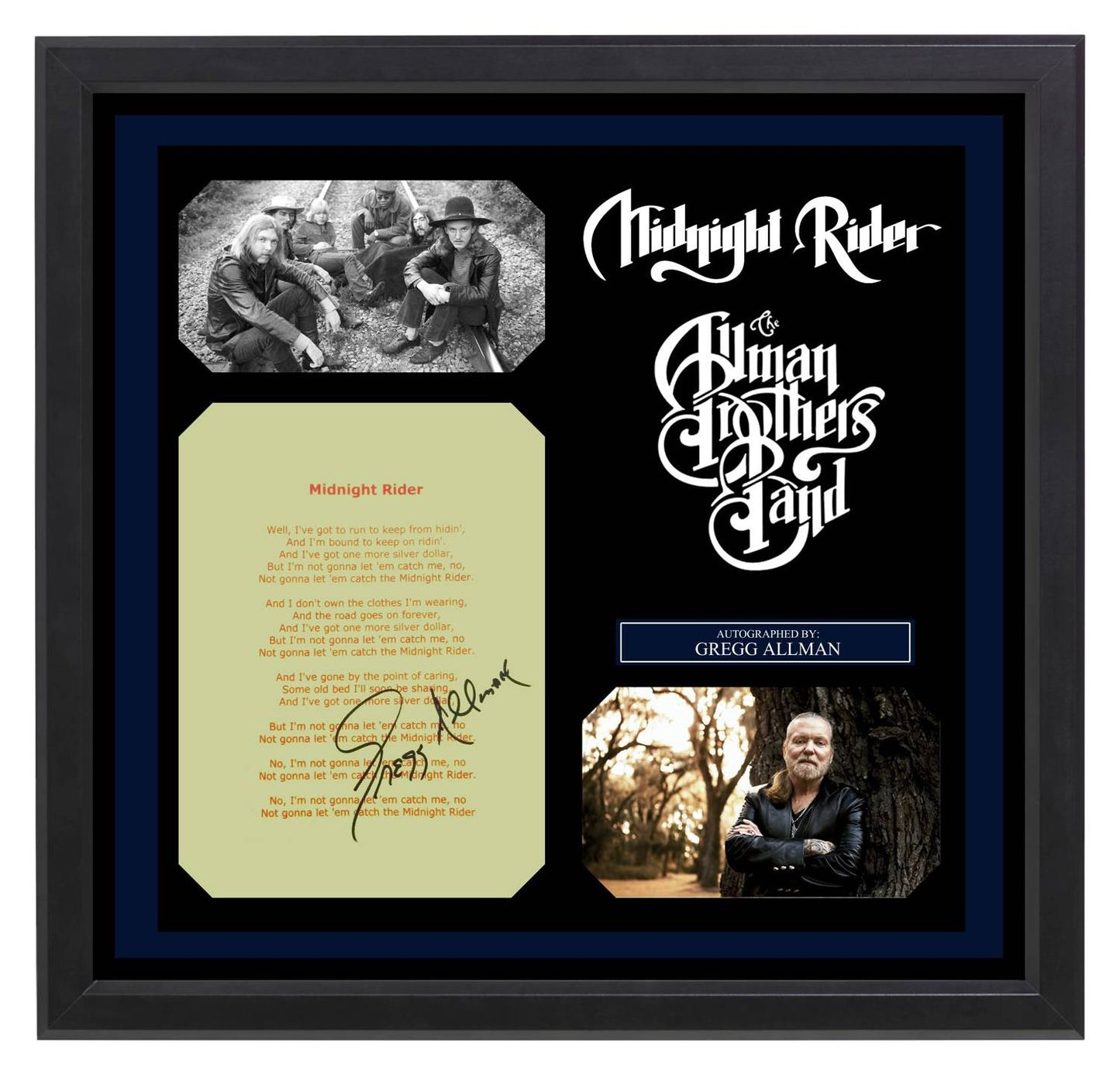 The Alman Brothers Band's "Midnight Rider" Signed Lyrics