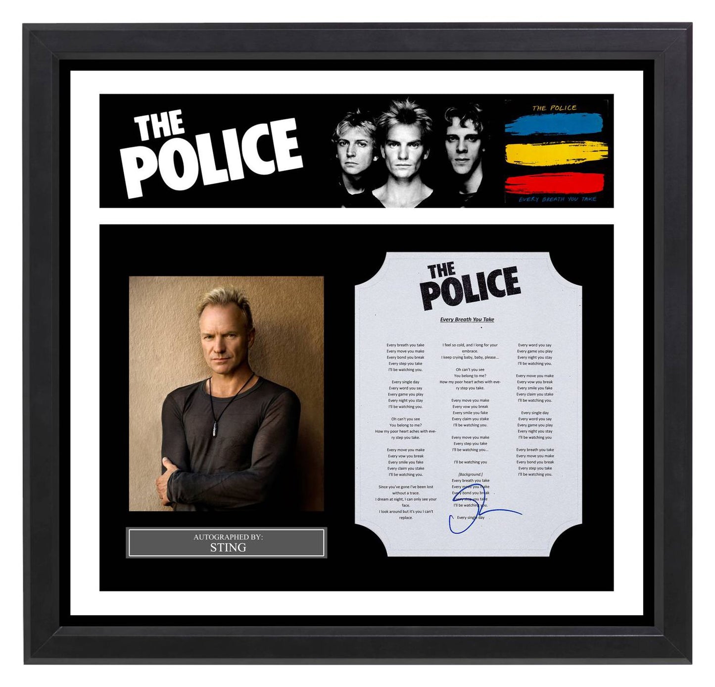 The Police Signed Lyrics "Every Breath You Take"