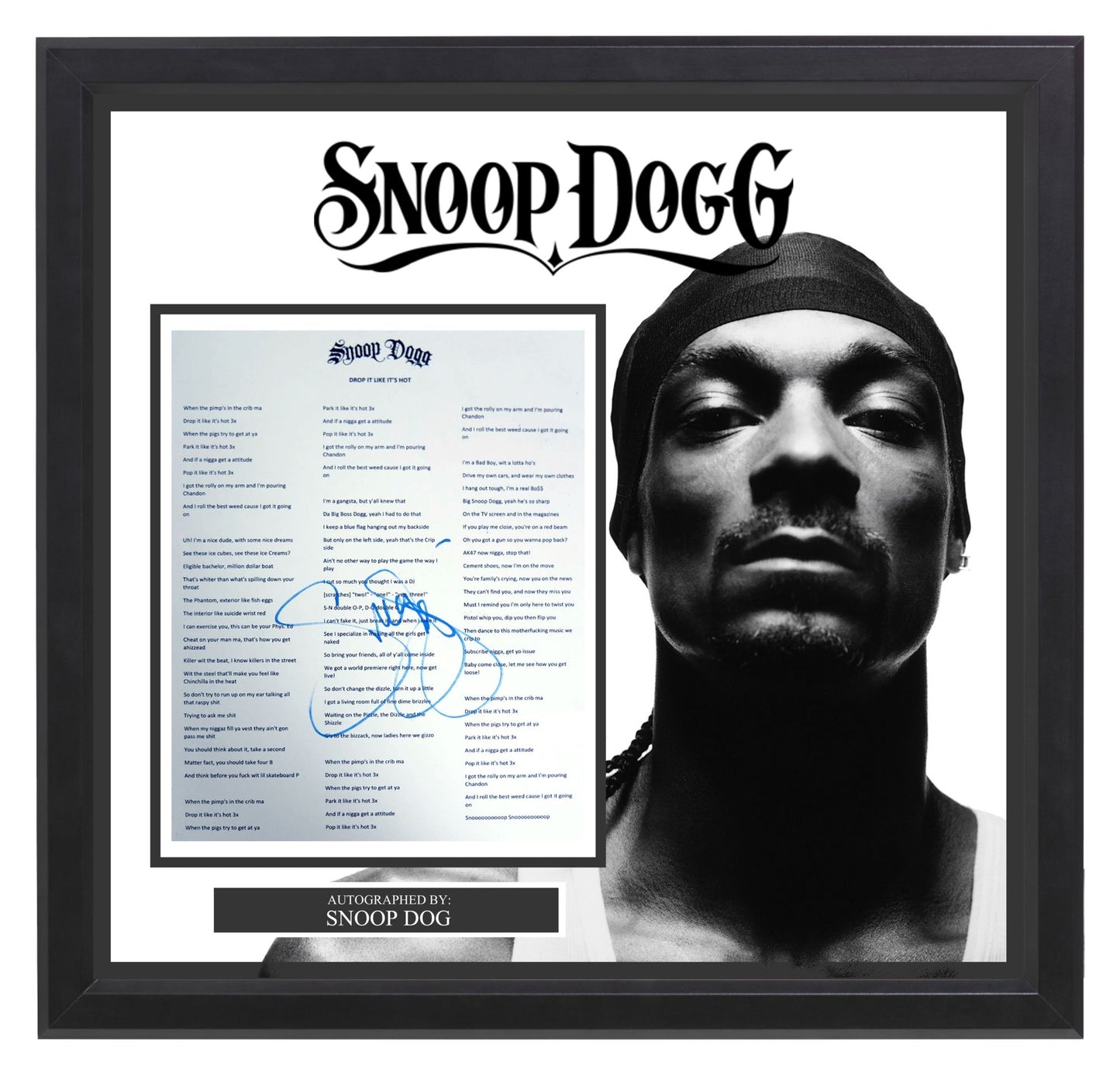 Snoop Dogg's "Drop It Like Its Hot" Signed Lyrics
