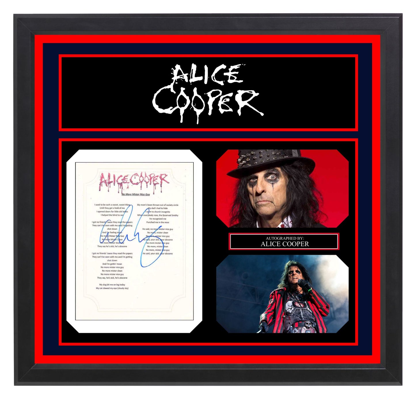 Alice Cooper Signed Lyrics "No More Mister Nice Guy"