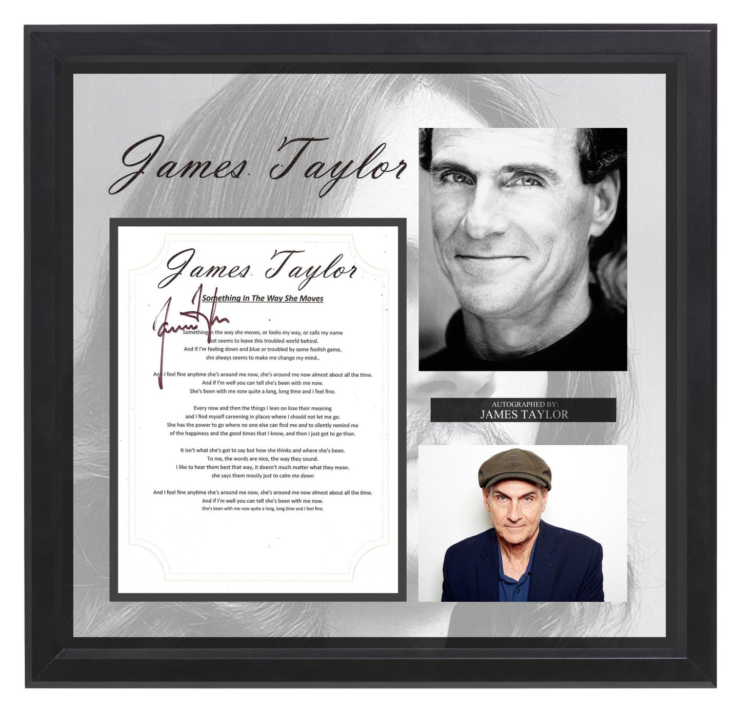 James Taylor Signed Lyrics "Something In The Way She Moves"
