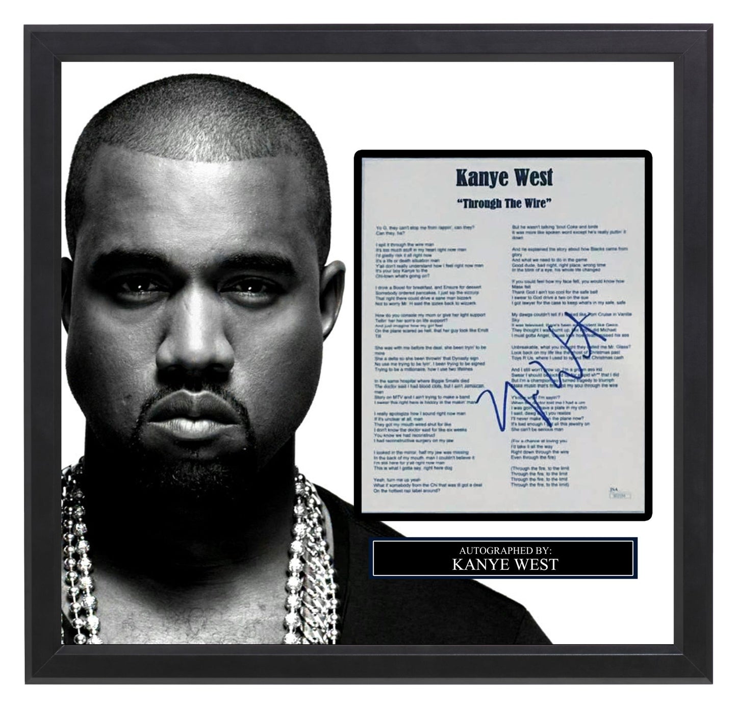 Kanye West Signed Lyrics "Through The Wire"