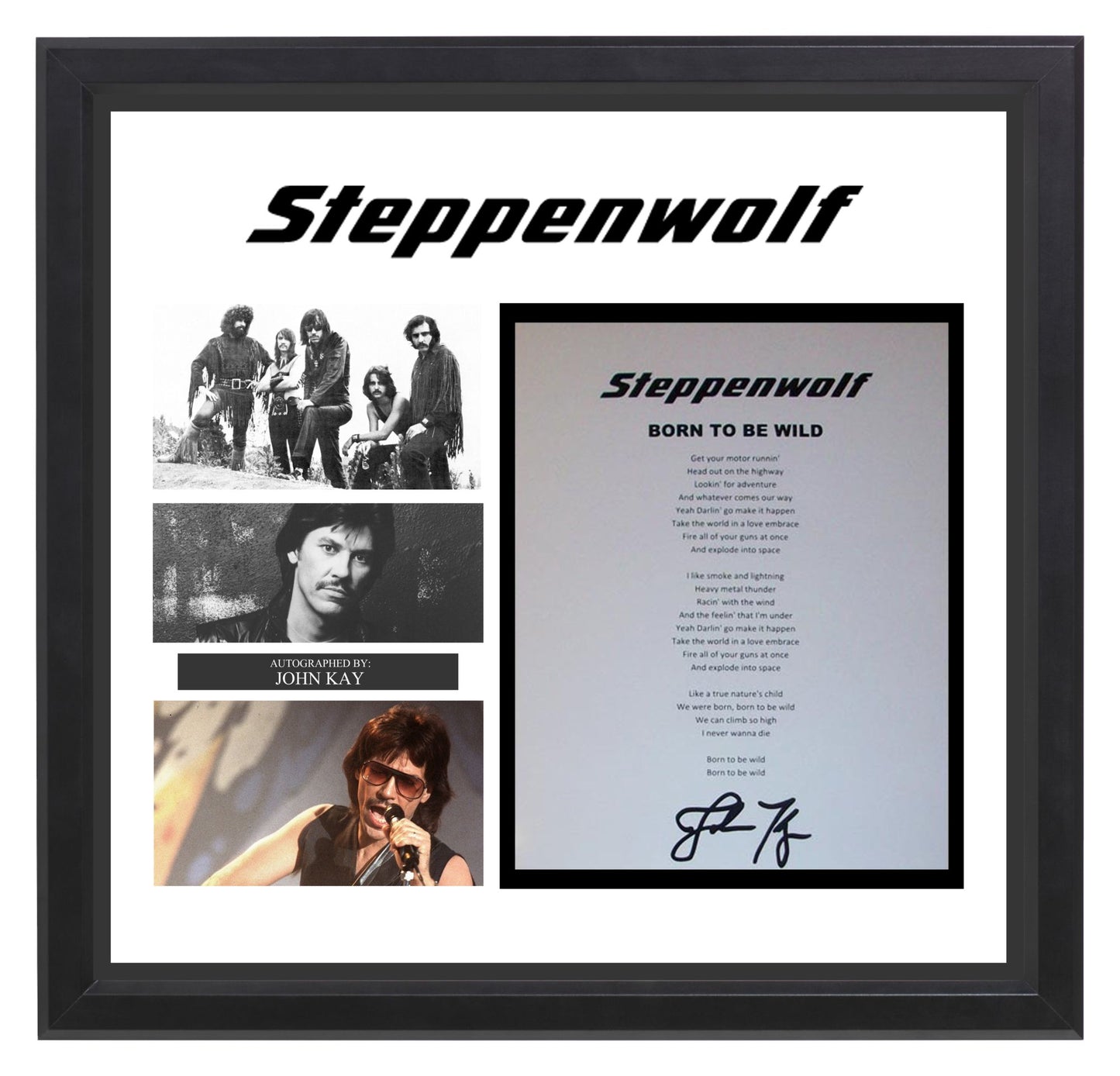 Steppenwolf "Born To Be Wild" Lyrics Signed by John Kay