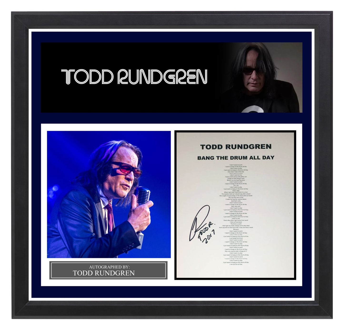 Todd Rundgren "Bang The Drum All Day" Signed Lyrics