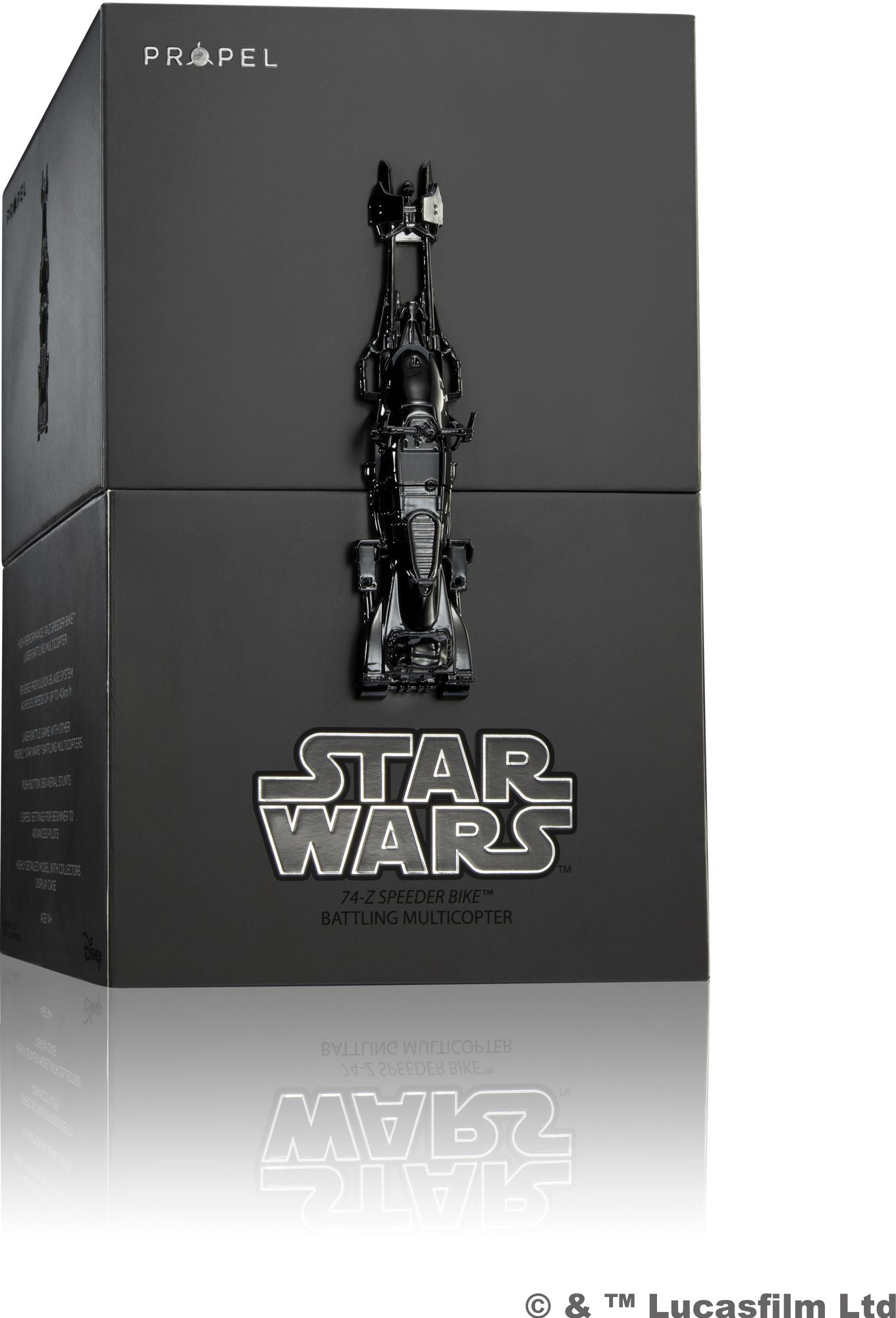 Star Wars 74-Z Speeder Bike Battling Quadcopter