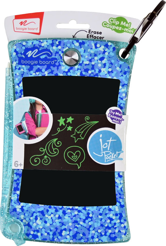 Boogie Board Jot Pocket with Clip, Shimmer Collection Blue