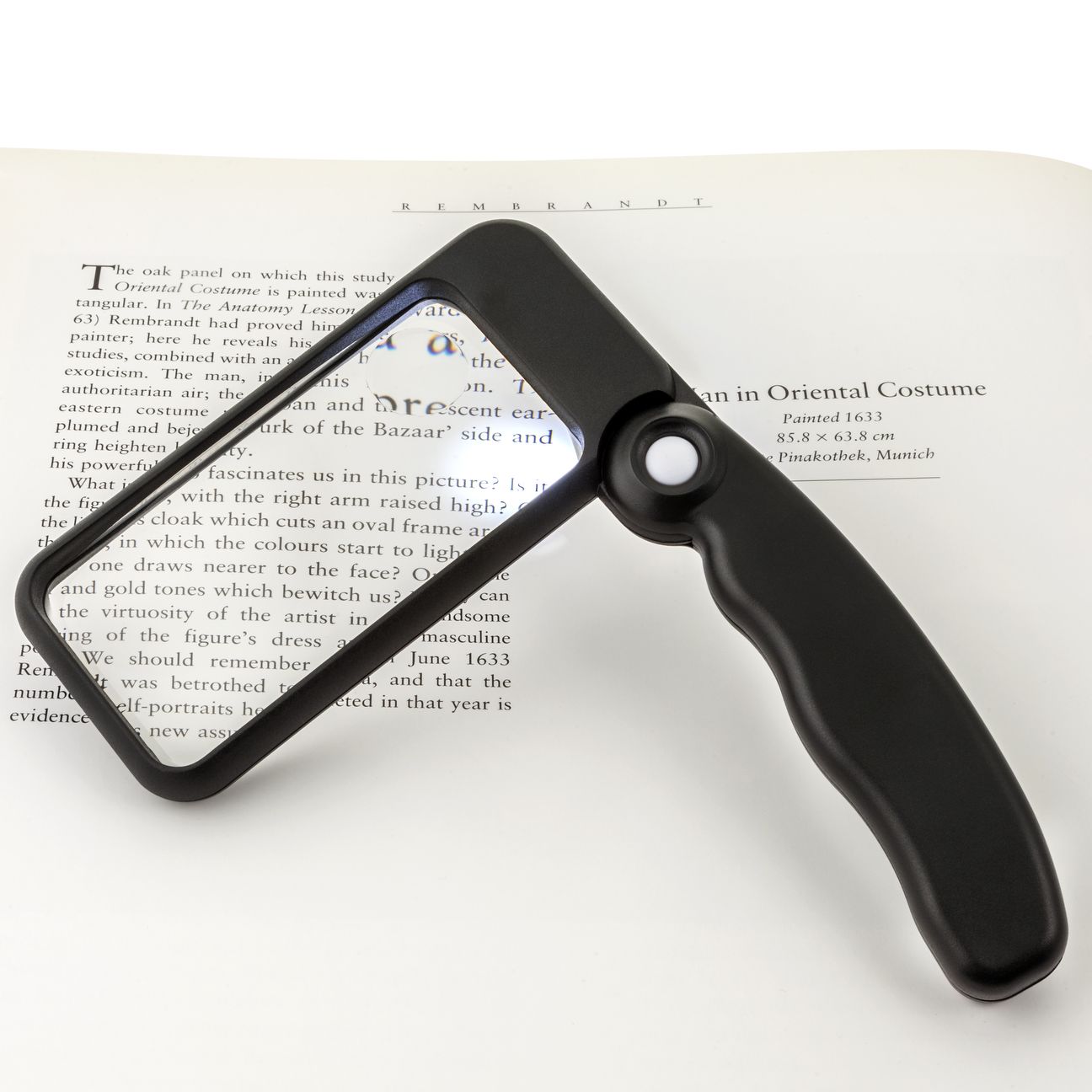 Hinge Lighted Rectangular Magnifier - Black