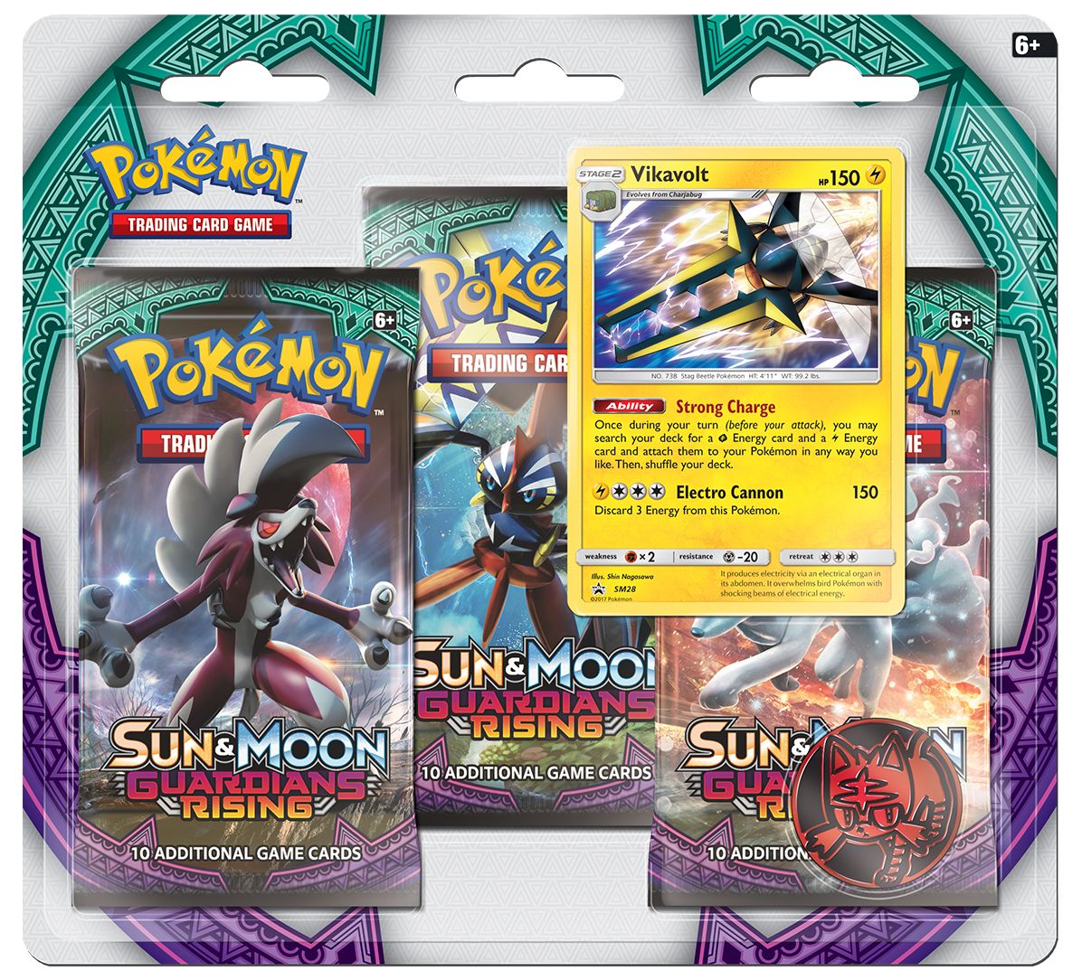 2017 POK SUN MOON S2 GUARDIANS RISING 3PK BL RED SC - 820650802164